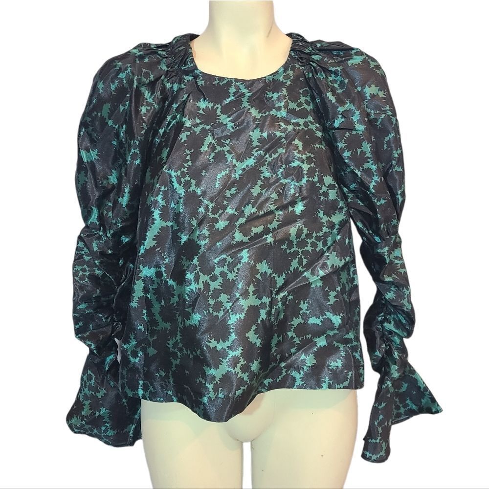 Top Shop Black & Green Blouse Size US 4